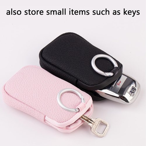 Silicone Case for Hand Sanitizer Card Spray, Storage Bag with Sliver Spring-loaded Buckle, Accessory Pouch, Power Mist and Glow Bottle Mist 1FL OZ (Black)