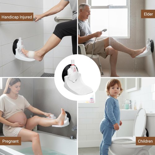 AquaLume Shower Foot Rest - Shower Foot Rest for Shaving Legs with Powerful Suction Cups, Perfect for Bathroom Shaving, Travel-Friendly, Easy to Install and Carry, Ideal for Women, RV, and Home Use