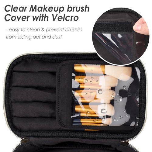 CaCTOUR Make Up Bags for Women,Portable Cosmetic Organizer Bag,Large Makeup Organizer Bag Travel with Brush Storage (Black)