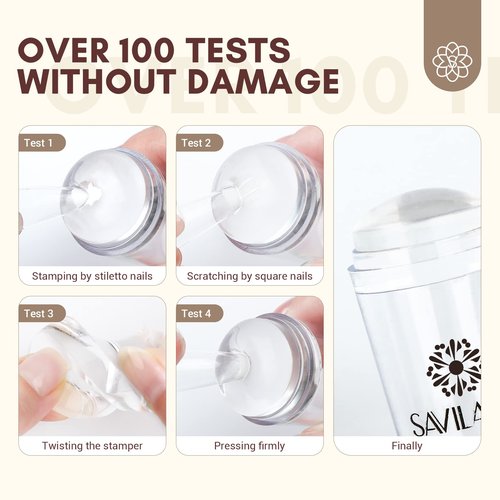 Saviland Nail Supplies with Practice Hand and 14PCS French Tip Nail Tool with Replaceable Stamper Head