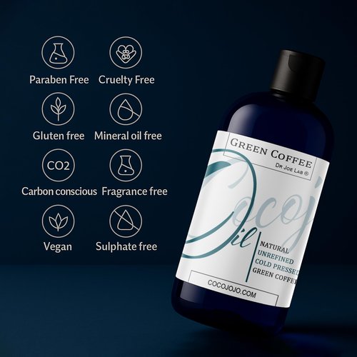 Dr Joe Lab Green Coffee Bean Oil - Pure, Unrefined, Cold Pressed, Non-GMO Carrier Oil for Skin, Hair, Nails, Body, Face & More - 4 oz - Natural Antioxidant