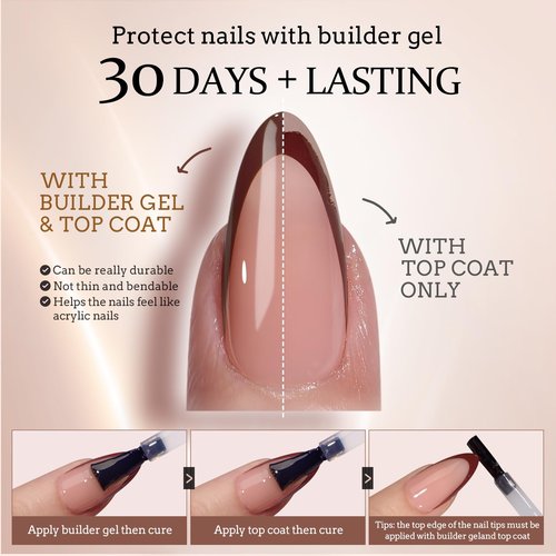 BTArtboxnails XCOATTIPS French Tip Press on Nails - Fall Fake Nail Short Square Nail Tips, Skin Tones Soft Gel Nails False Nail, Soak Off Acrylic Nails Extensions