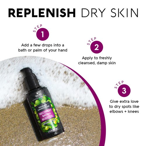 Nature's Beauty Squalane Kakadu Plum Recovery Bath + Body Oil Multi-Pack - Restore & Nourish your Skin, Quick-Absorbing, Made w/Hyaluronic Acid + Vitamin C + Almond Oil, 3.7 fl oz (2 Pack)