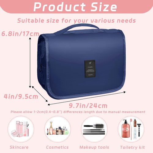 YEMEDA Toiletry Bag Travel Bag with Hanging Hook, Waterproof Capacity Hanging Multifunctional Makeup Bag for Toiletries, Portable Cosmetic Bag Travel Organizer for Women and Men(Royal Blue)
