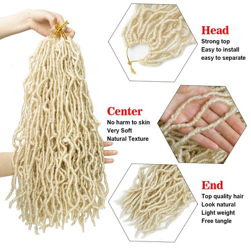 18 Inch New Faux Locs Crochet Hair 6 Packs Crochet Locs Pre-looped Soft Locs Braiding Synthetic Hair Extensions 12 Strands/Pack #613