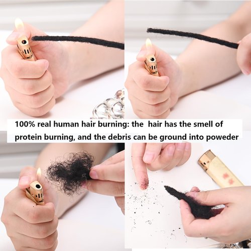 12 Inch 0.8cm Thickness Dreadlock Extensions Human Hair 30Strands 100% human hair Full handmade Loc Extensions Human Hair Can Be Curled and Bleached Dreads Extension for Men Women （ #1B）