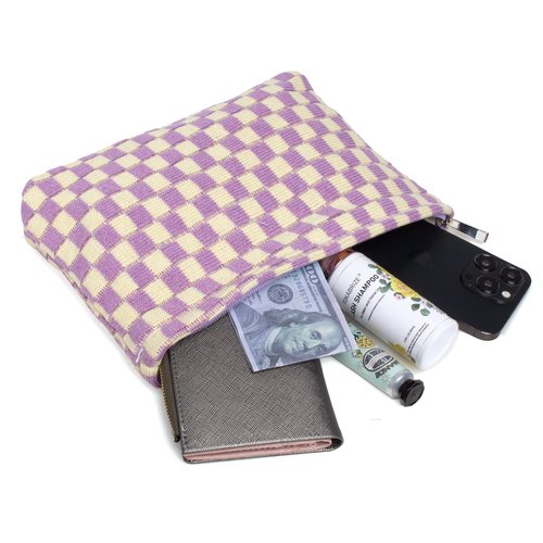 Makeup Bag Cosmetic Bag for Women,Makeup Bags for Purse Zipper Cosmetic Pouch Large Travel Canvas Make Up Organizer for Women and Ladies Purse(Dream Purple2)