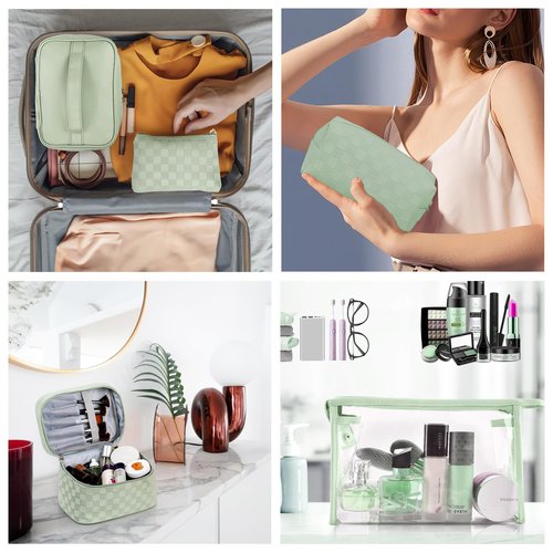 jiffordwind Makeup Bags set of 4 Waterproof Leather Portable Travel Cosmetic Bag Multifunction Organizer Storage for Makeup Brushes, Toiletries and Accessories Toiletry set for Women