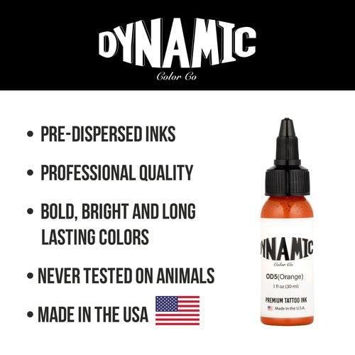 Dynamic Color Co Orange Tattoo Ink (1oz Bottle): Vibrant, Sterilized, Vegan & USA-Made Since 1990 – Trusted by Artists Worldwide