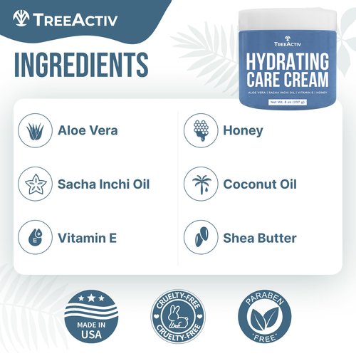 TreeActiv Psoriasis Cream, 8 oz, Soothing Moisturizing Cream with Hyaluronic Acid for Face, Scalp, and Body, Hydrates Scaly Dry Skin, 500+ Uses