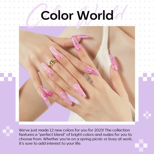 modelones Poly Gel Kit 12 Colors Rainbow Summer Bright Neon Poly Nail Extension Set Candy Red Yellow Builder Nail Gel Art Design Salon Professional Technician Tool Beauty Gifts for Women