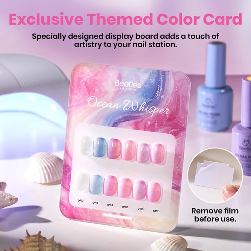 beetles Pearl Gel Polish Set - Ocean Whisper Collection, 15ml Shimmer White Pink Purple Mermaid Nail Swirl Shell Thread Polish Soak Off Uv Gel Polish Effect DIY Manicure Gift for Women
