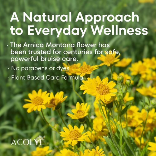 Acolye Arnica Cream for Bruising and Swelling: Extra Strength Arnica Bruise Cream with Vitamins K C E for Sports Enthusiasts - Fast Absorbing Formula Ideal for Post-Sport Recovery 3.5 Oz