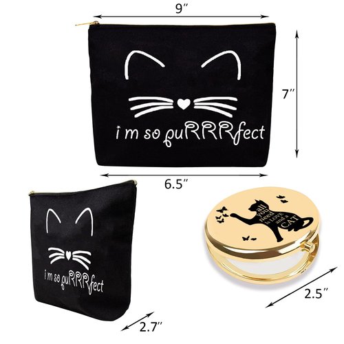 Cat Lovers' Gifts - Black Cat Zipper Makeup Bag & Travel Toiletry Pouch Organizer