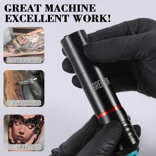 GRELEON Tattoo Machine Tattoo Pen kit 2 Tattoo Batteries 1500mAH Power Supply Stroke 4.0 Professional Cartridge Tattoo Gun for Tattoo Artist（Color Red）