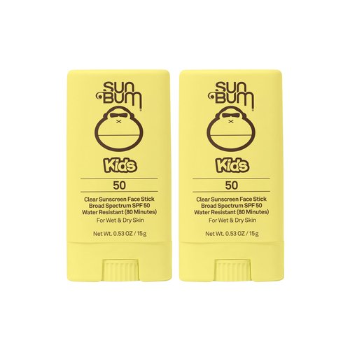 Sun Bum Kids SPF 50 Clear Sunscreen Face Stick | Wet or Dry Application | Hawaii 104 Act Compliant (Octinoxate & Oxybenzone Free) Broad Spectrum UVA/UVB Sunscreen | 0.53 oz (Pack of 2)