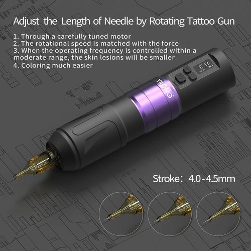YILONG Tattoo Gun Kit - Tattoo Machine with 1500 mAh Capacity Power Supply, Tattoo Pen Kits for Beginners, Tattoo Supplies 10Pcs Cartridge Needles, 5Pcs Transfer Papers and 3mm Practice Skin