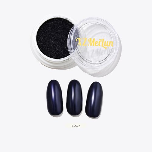 XZMeiLun Black Magic Mirror Chrome Nail Powder, Big-Capacity 1.5g Metallic Dust Holographic Effect Powder Pigment Glitter Dust Manicure Kit, Nail Art, Can Mixed with Builder Gel Nail Polish for Use