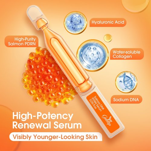 Salmon DNA Serum, Anti-Wrinkle PDRN Serum, 8000ppm Salmon Egg Ampoule, Collagen, Glutathione, Niacinamide, Hyaluronic Acids, Vitamin E - Korea Skin Care for Anti-Wrinkle & Brighten, 0.05 fl.oz x 35e