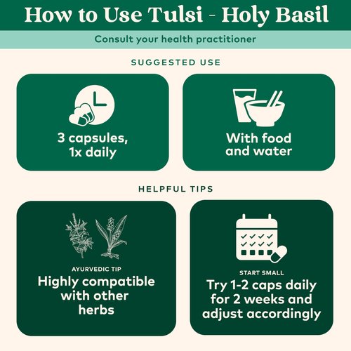 ORGANIC INDIA Tulsi Herbal Supplement - Holy Basil, Immune Support, Adaptogen, Supports Healthy Stress Response, Vegan, Gluten-Free, Kosher, USDA Certified Organic, Non-GMO - 180 Capsules