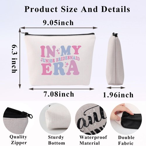 PLITI Junior Bridesmaid Gift Wedding Party Gift Bridal Shower Gift In My Junior Bridesmaid Er Makeup Bag From Bride (Junior Bridesmaid Er bag)