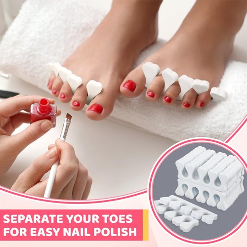 Potchen 300 Pcs Sponge Toe Separators for Nail Polish Bulk Finger Separators Toe Divider Spacer Pedicure Correct Foot Manicure Coating Gel Painting Soft Pedicure Supplies for Men Women, White