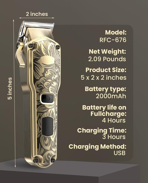 Jack & Rose Cordless Hair Clippers, Mens Hair Clippers, Wireless Clippers for Men, Barber kit Professional Clippers for Men