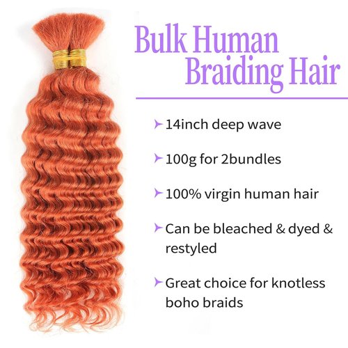 Bulk Human Hair For Braiding No Weft Unprocessed Brazilian Virgin Deep Wave Human Hair Bulk for Micro Braids Wet and Wavy Deep Bulk Human Hair Braids (350-Deep Wave Bulk, 100g-18 Inch)