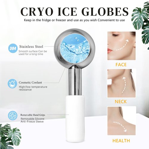 CUTELIILI Ice Globes for Face, Unbreakable Stainless Steel Ice Globes for Facials for Puffiness, Wrinkles,Ice Balls for Face Neck & Eyes Skin Care