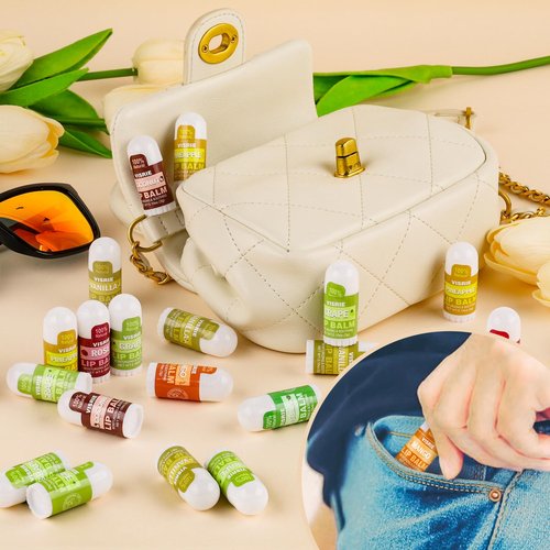 VISRIE Mini Lip Balm 180 Pack, Lip Balm Bulk with Vitamin E & Coconut Oil, Moisturizing Lip Balms for Dry Cracked lips-10 Flavors