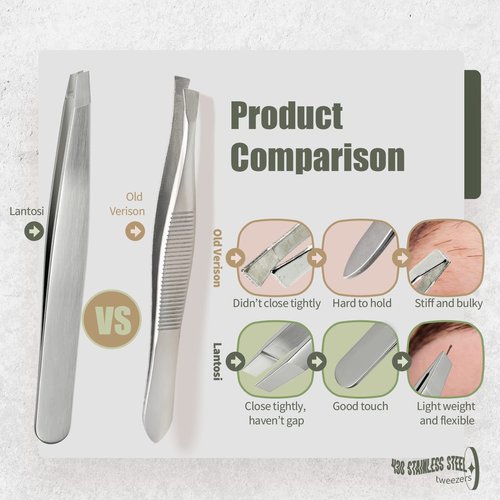 Abdul of Sialkot Eyebrow Tweezer Set for Women & Men Professional Slant and Pointed Tweezers Set with Case Precision Tweezers Kit for Facial Hair, Splinter and Ingrown Hair Removal(Sliver4 piece)