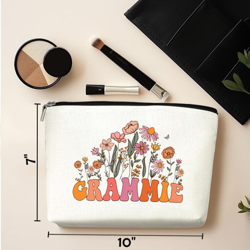 Retro Flower Mothers Day Birthday Gifts for Grammie Funny Grandma Gifts from Granddaughter Makeup Bag Cosmetic Bag Retirement Wedding Anniversary Appreciation Gifts for Women Grandma Nana Grandmother