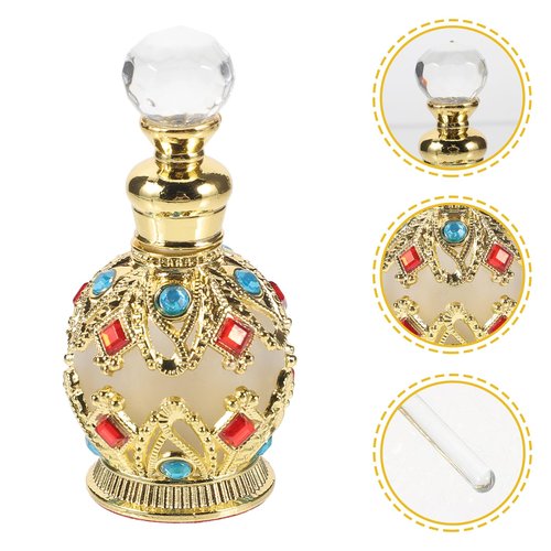 Kisangel 1pcs Vintage Perfume Bottle, 15ml Glass Empty Perfume Jar with Oil Dropper Fragrance for Mini Sample Containers