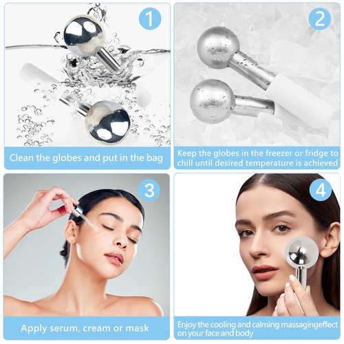 CUTELIILI Ice Globes for Face, Unbreakable Stainless Steel Ice Globes for Facials for Puffiness, Wrinkles,Ice Balls for Face Neck & Eyes Skin Care