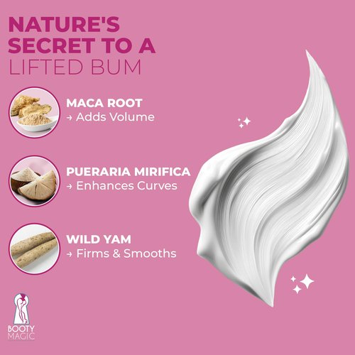 Booty Magic Butt Enhancement Cream - 6.8oz Butt Cream for Bigger Butt, Booty Cream Bigger Booty with Maca Root Extract, Pueraria Mirifica, Aloe Vera for Volume, Roundness and Softness
