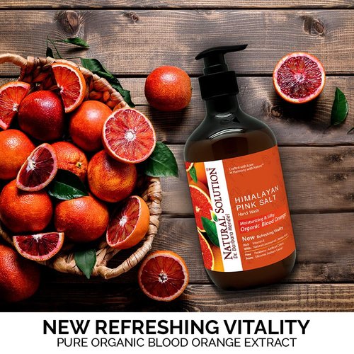 Natural Solution Hand Wash - Moisturizing Blood Orange & Himalayan Pink Salt Liquid Soap - 14 oz (Pack of 3) | Hydrating & Gentle Formula | Ideal for Daily Use