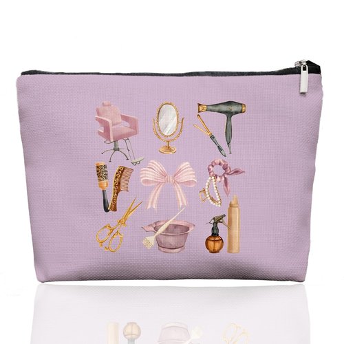 EKGJW Lavender Hairstylist Makeup Bag for Women,Hairdresser Travel Organizer Bag, Aesthetic Salon Accessory Pouch, Gifts for Teen Girls 7.5 x 10 in