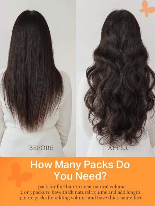 DOORES Genius Sew in Hair Extensions Virgin Hair Bundles, 18 Inch Natural Black 50g, Invisible Natural Sew in Weft Extensions