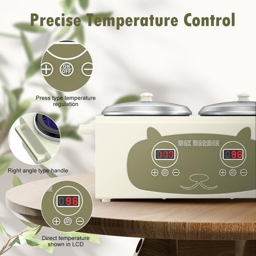 Qiiugirl Professional Hair Removal Wax Pot Heater with Waxing Kits for Hair Removal, Green