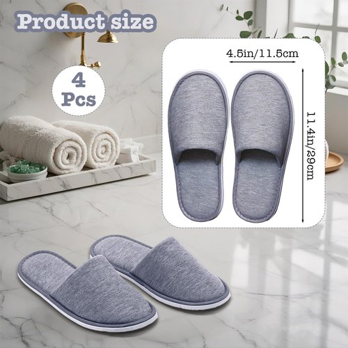 ZSDRTYU Disposable Slippers, 4 Pair Travel Slippers Guest Slipper for Hotel,House Slipper For Spa Guest Wedding Party Bedroom Travel For Women men