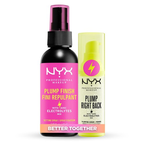 NYX PROFESSIONAL MAKEUP Plump Right Back Plumping Serum & Primer + Makeup Setting Spray, Plump Finish, Long-Lasting Face Mist (Pack of 2)