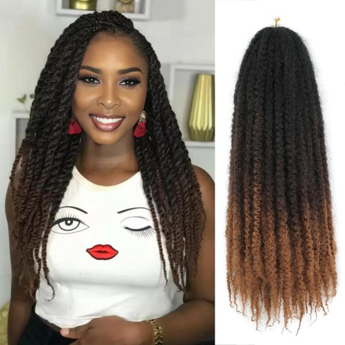 Marley Twist Braiding Hair 18 Inch Marley Hair Ombre Cuban Twist Hair 8 Packs Afro Kinky Curly Twist Crochet Hair Long Marley Twist Hair Extension (18 Inch, 1B/4/30)