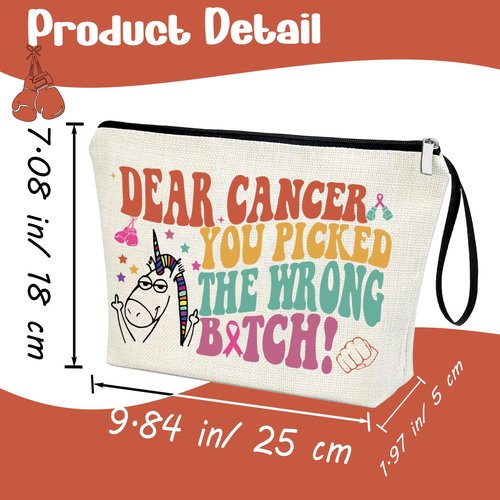 Creakraft Inspirational Gifts Fight Cancer Gift For Girl Women Cancer Awareness WCD World Cancer Day Bag Inspirational Gifts Survivor Incentive Gifts Breast Cancer Gifts Chemo Gifts Makeup Bag