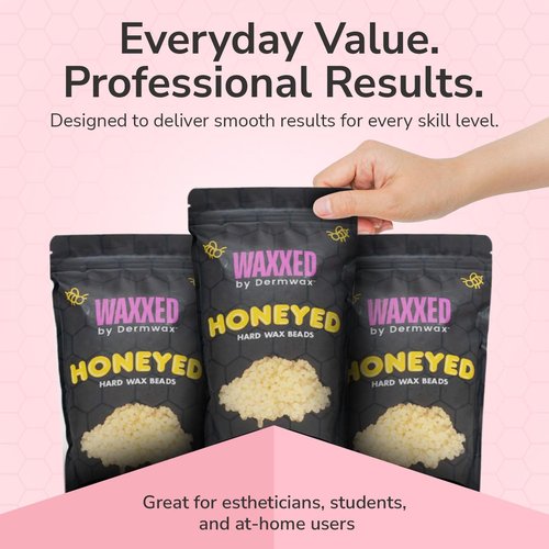 WAXXED Honeyed Hard Wax Beads 2.2LB – Budget-Friendly Golden Gel Waxing Beads That Melt Fast at Low Temp – Flexible Texture for Smooth Application – Clean Removal, Low Residue - Gentle for All Areas