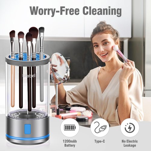 Makeup Brush Cleaner Machine, 2 in 1 Makeup Brush Cleanser & Washer, 7000 RPM High-Speed Deep Cleaning, Portable Automatic Cosmetic Brush Cleaner for All Makeup Brush and Sponge, Blue