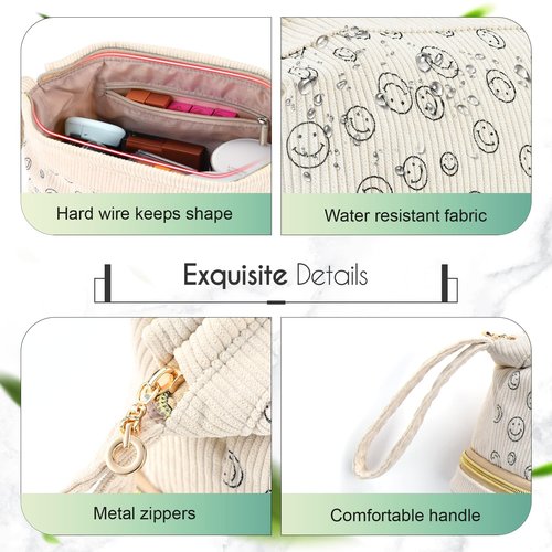 Travel Makeup Bag, Personalized Large Double Layer Make Up Gift Cosmetic Bag for Women, Initials Wide-open Makeup Pouch Organizer Bag for Girls, Roomy Makeup Travel Bags - T