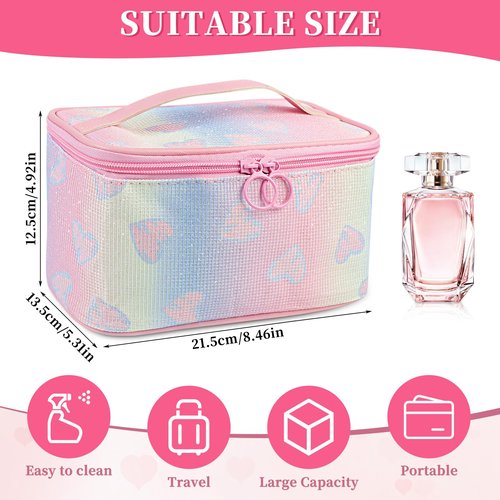 DALINEEYI Makeup Bag, Travel Makeup Case Organizer With Handle and Divider, Make Up Box for Women, Cute Cosmetic Bag for Girls Sister Gifts