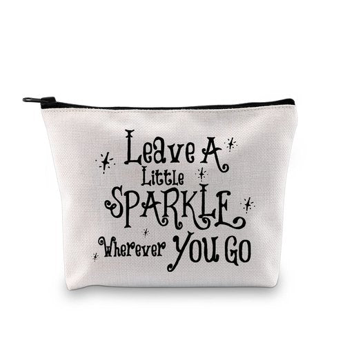 MBMSO Leave a Little Sparkle wherever You Go Makeup Bag Sparkle Cosmetic Bag Travel Makeup Bag Inspirational Gifts for Women (Sparkle Bag)