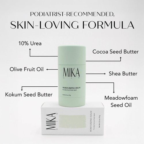 Mika Vie Luxury Moisturizing Foot Balm for Dry Cracked Feet, Urea Cream & Foot Moisturizer, It Softens & Exfoliates Skin and is Paraben and Phthalate Free