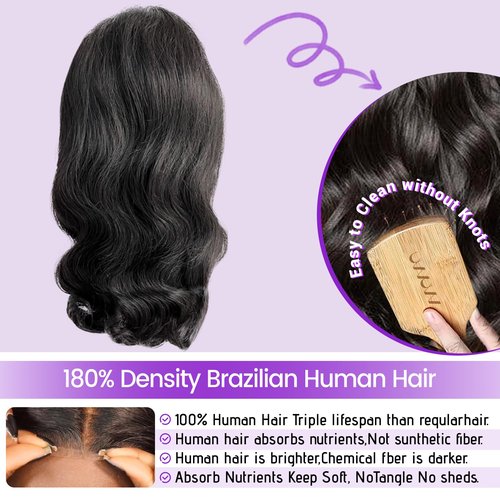 UVVUVV Bob Wig Human Hair Glueless Wigs Human Hair Pre Plucked Pre Cut 180% Density 4x4 HD Lace Closure Body Wave Bob Wigs for Black Women 8 Inch (4x4 Body Wave, 8 Inch)
